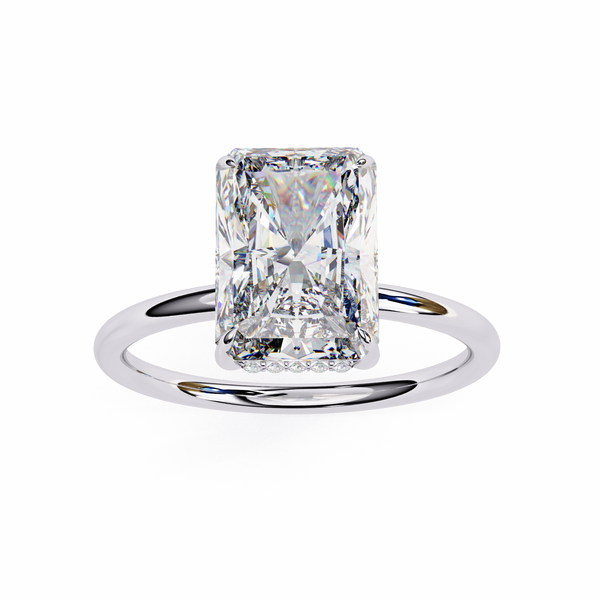 Unique Radiant Cut with Hidden Halo Solitaire Ring