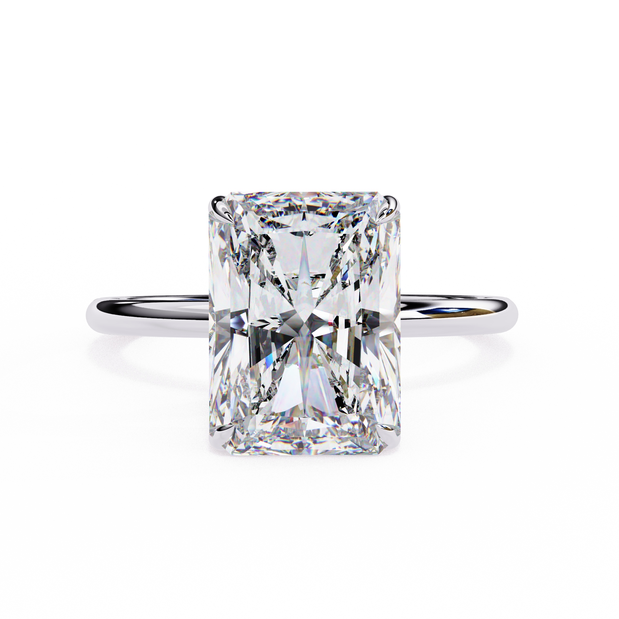 Unique Radiant Cut with Hidden Halo Solitaire Ring
