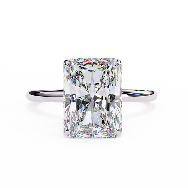 Unique Radiant Cut with Hidden Halo Solitaire Ring