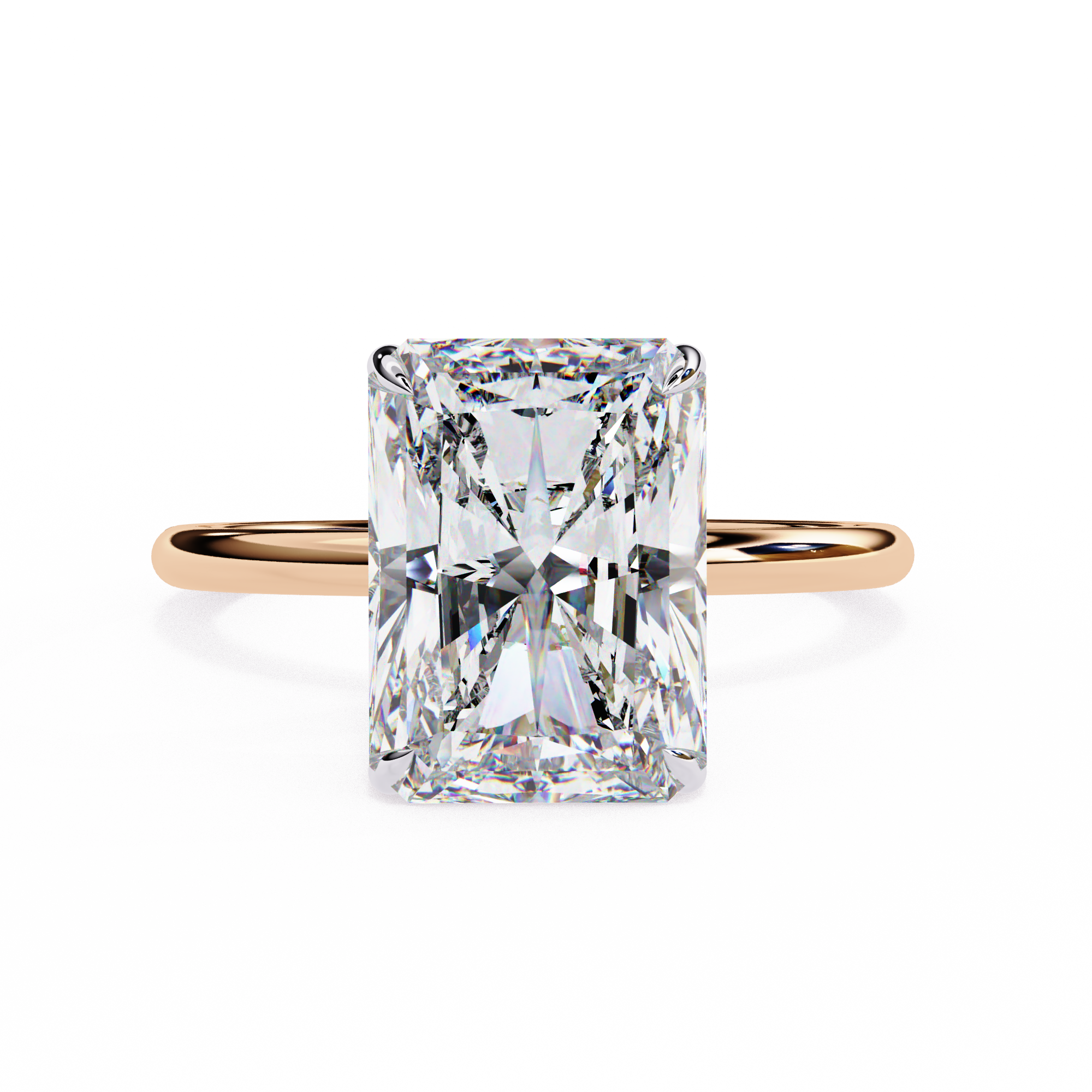 Unique Radiant Cut with Hidden Halo Solitaire Ring