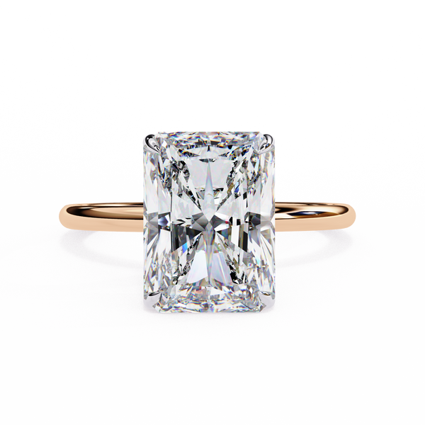 Unique Radiant Cut with Hidden Halo Solitaire Ring