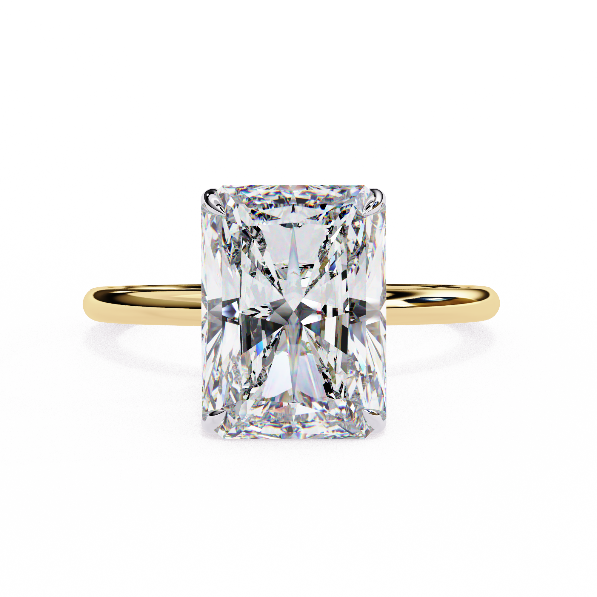 Unique Radiant Cut with Hidden Halo Solitaire Ring