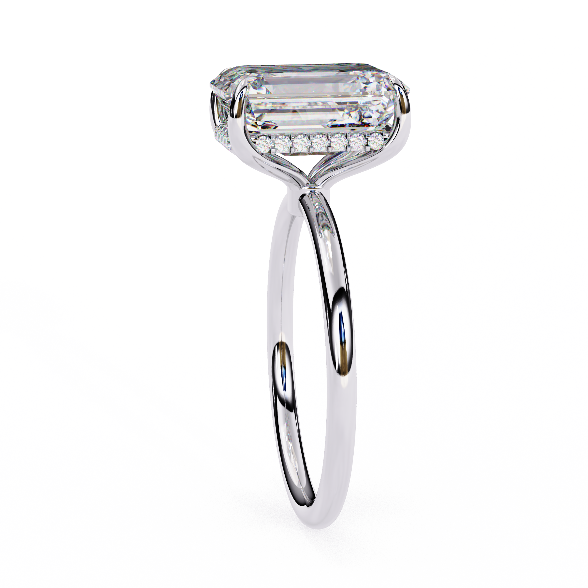 Unique Radiant Cut with Hidden Halo Solitaire Ring