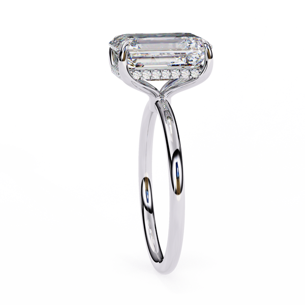 Unique Radiant Cut with Hidden Halo Solitaire Ring