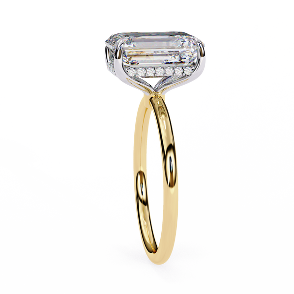 Unique Radiant Cut with Hidden Halo Solitaire Ring