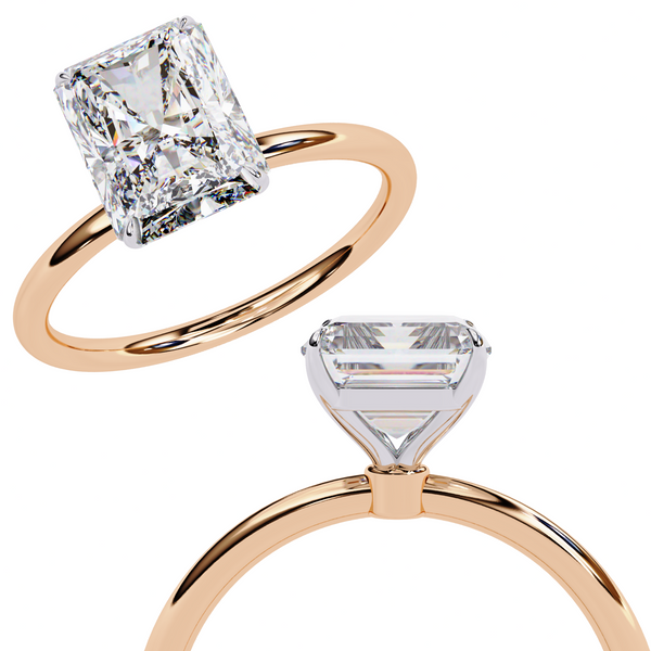 Elegant Radiant Cut Solitaire Diamond Ring