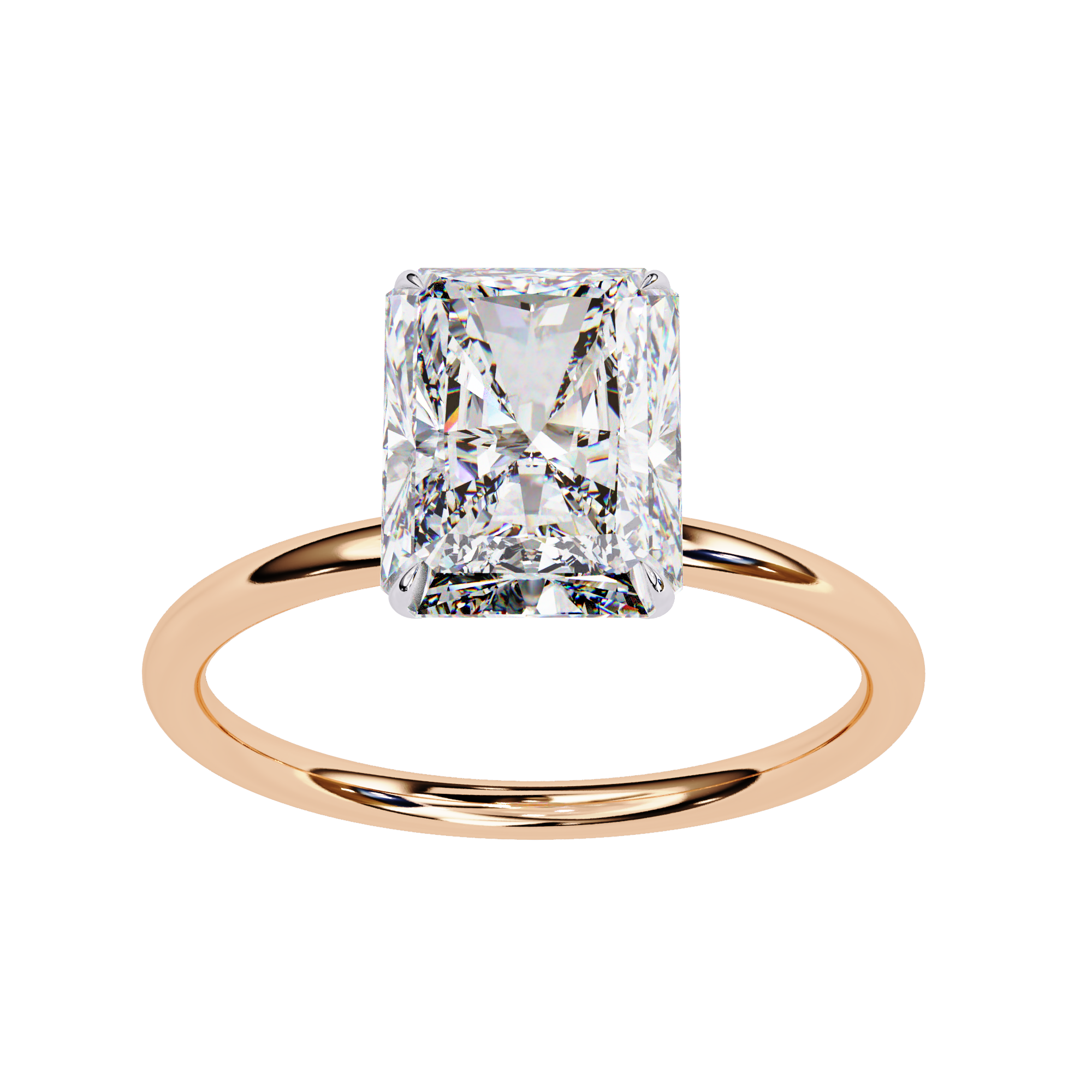 Elegant Radiant Cut Solitaire Diamond Ring