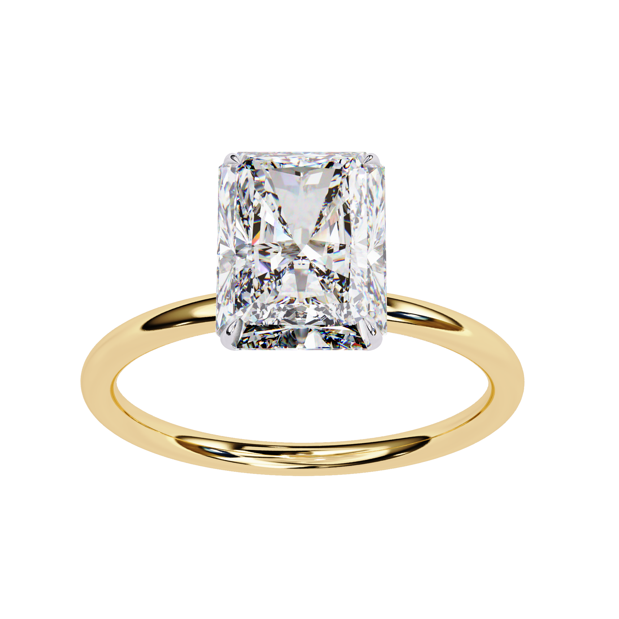 Elegant Radiant Cut Solitaire Diamond Ring
