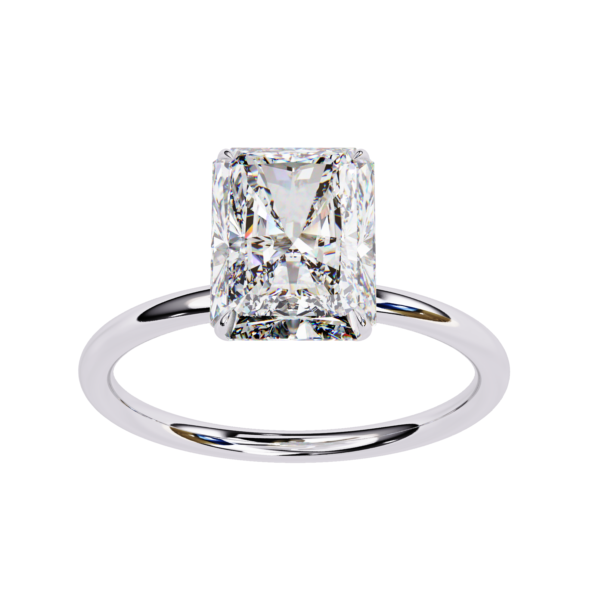 Elegant Radiant Cut Solitaire Diamond Ring