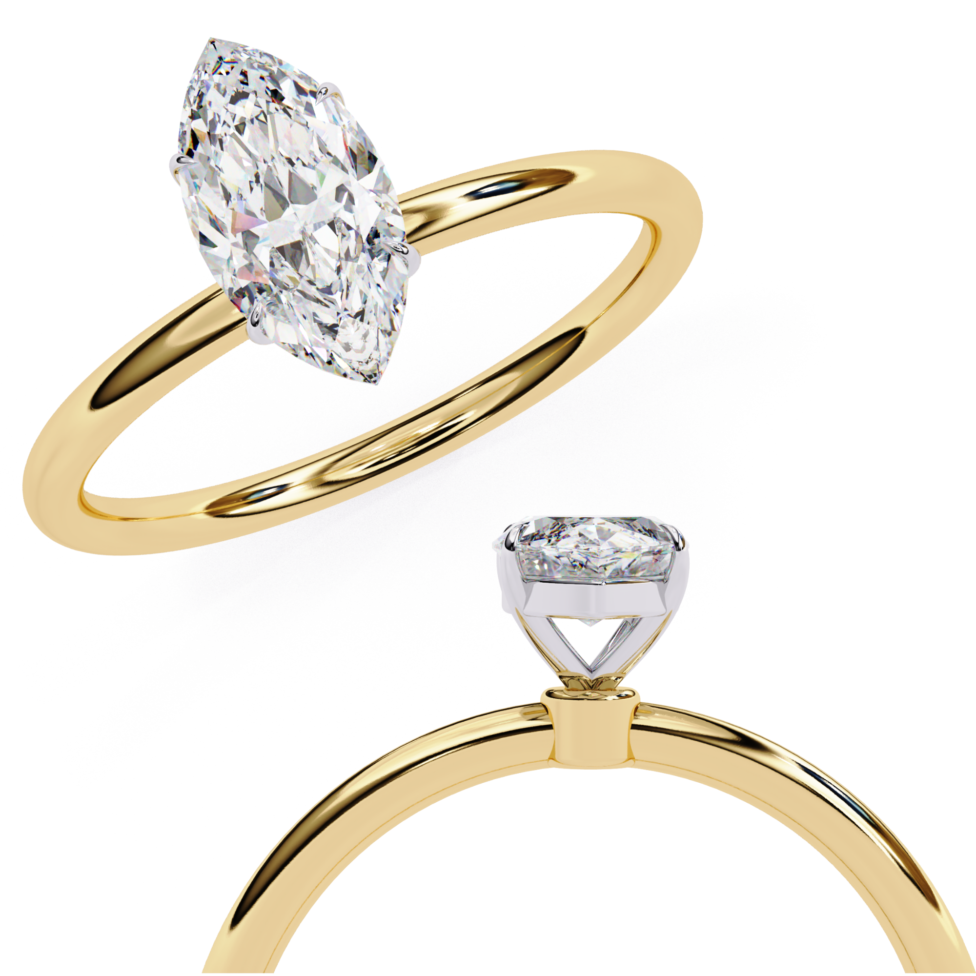 Elegant Marquise Cut Solitaire Diamond Ring