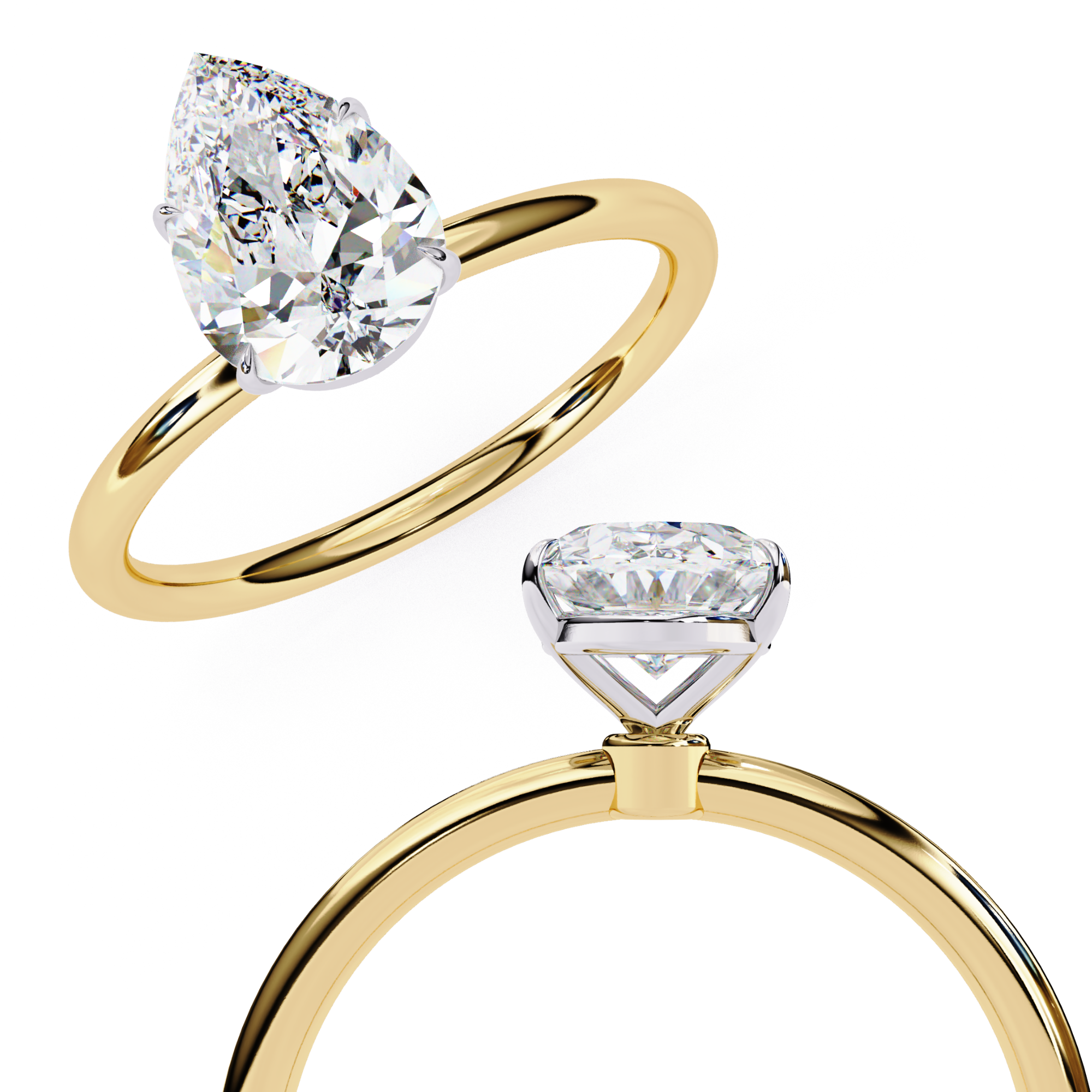 Elegant Pear Cut Solitaire Diamond Ring