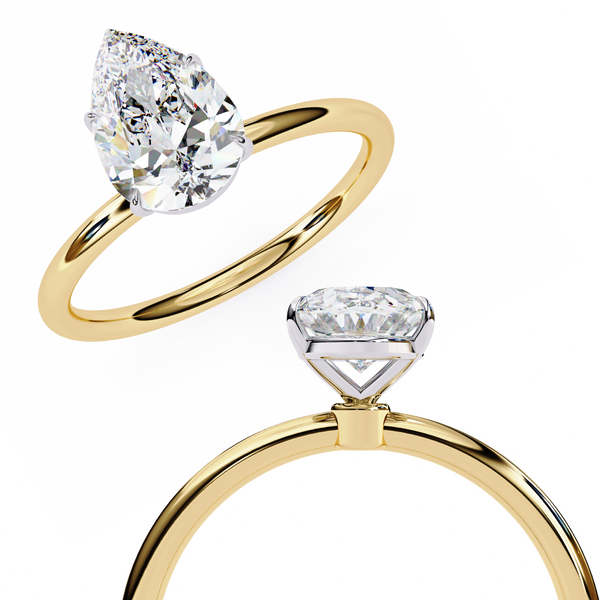 Elegant Pear Cut Solitaire Diamond Ring