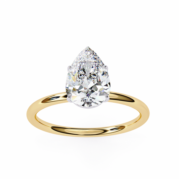 Elegant Pear Cut Solitaire Diamond Ring