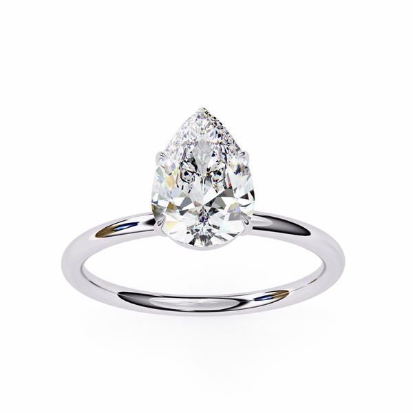 Elegant Pear Cut Solitaire Diamond Ring