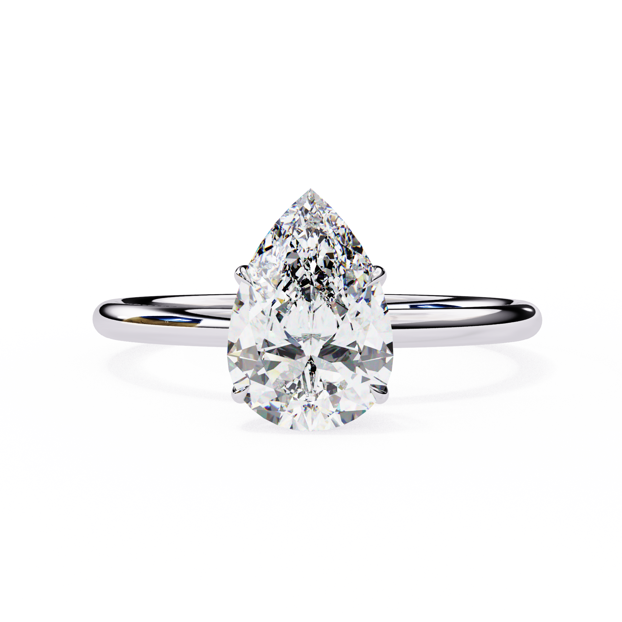 Elegant Pear Cut Solitaire Diamond Ring
