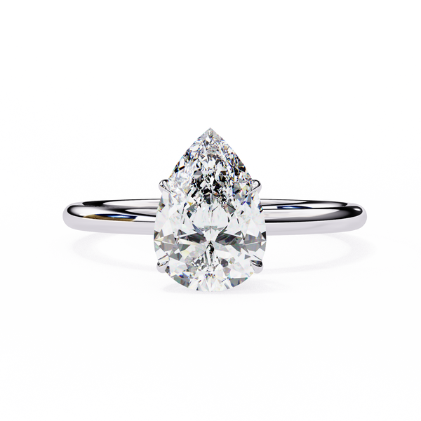 Elegant Pear Cut Solitaire Diamond Ring