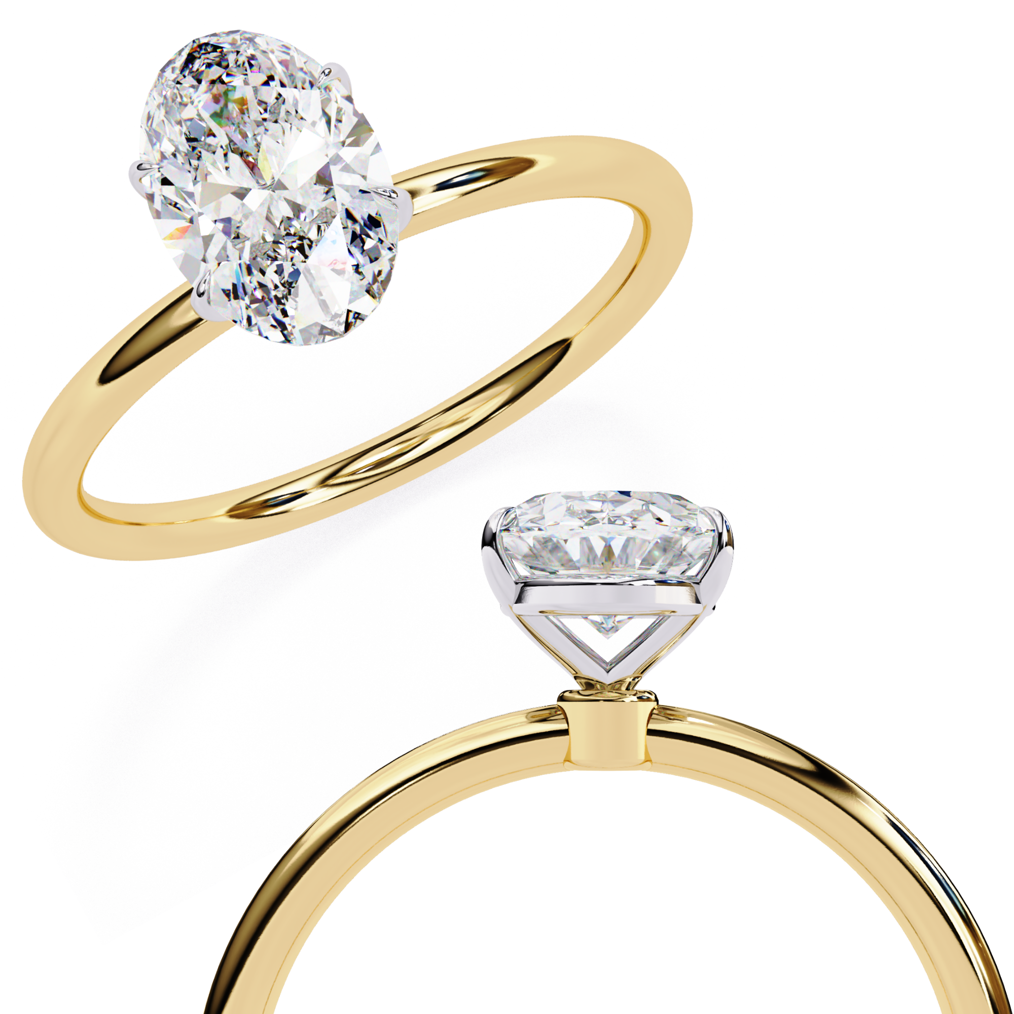 Elegant Oval Cut Solitaire Diamond Ring