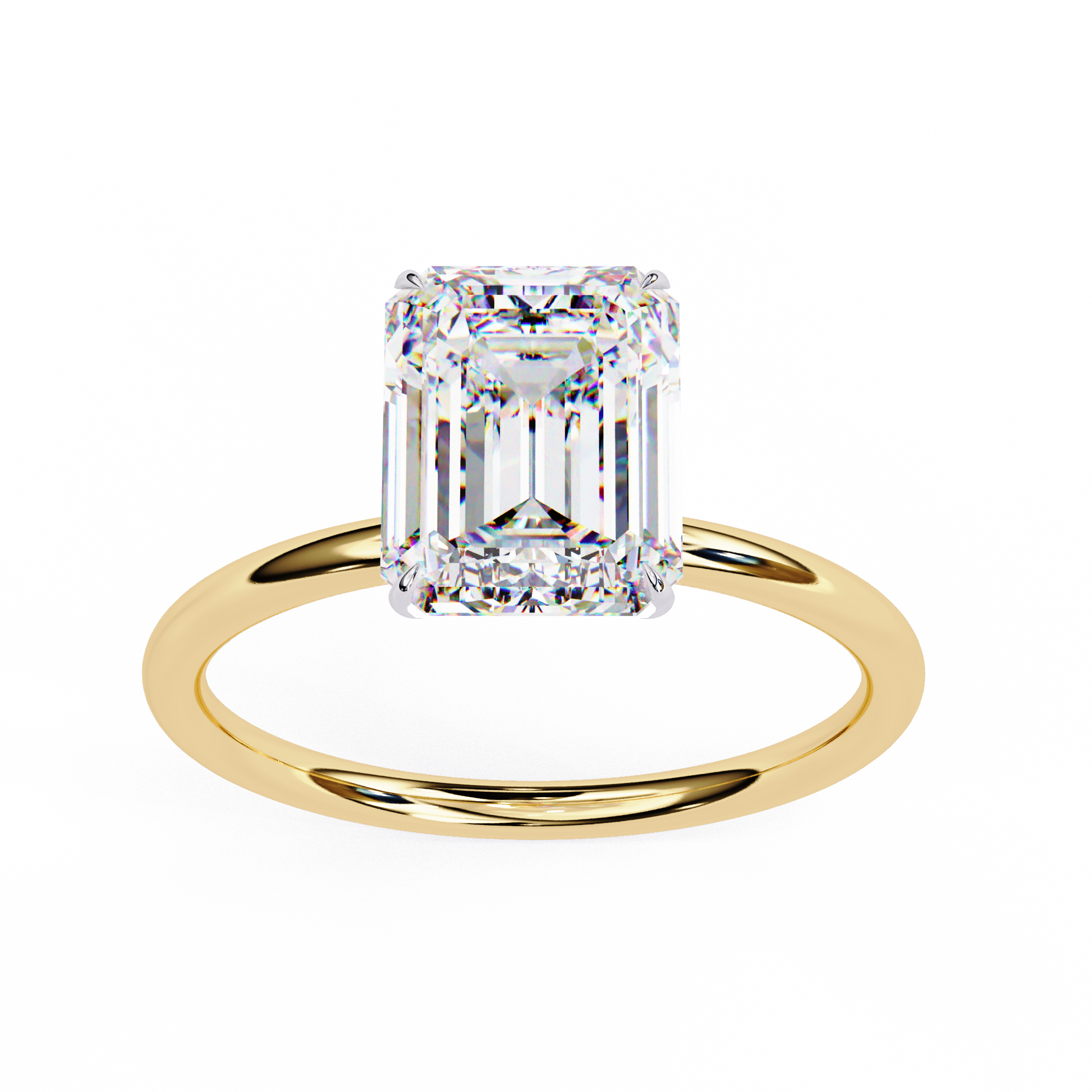 Radiant Emerald: A classic emerald-cut diamond takes center stage, exuding timeless elegance and sophistication.