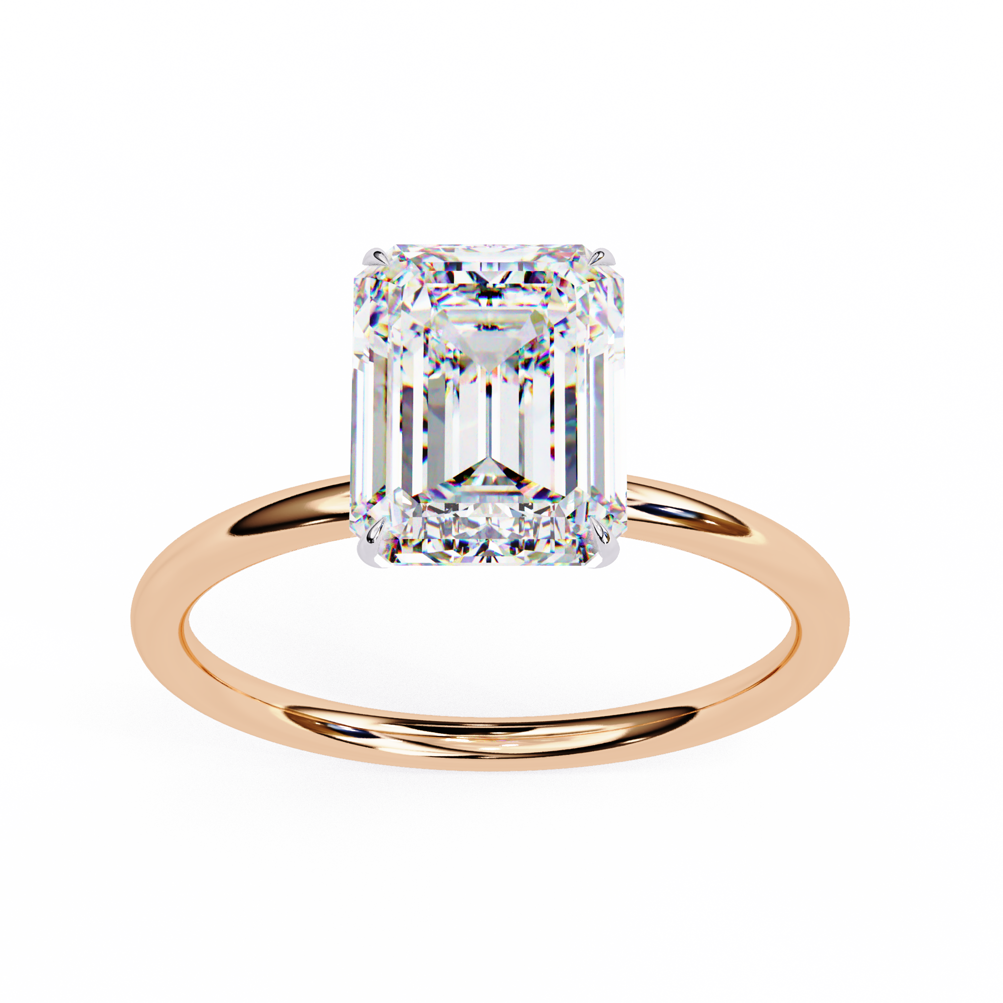 Radiant Emerald: A classic emerald-cut diamond takes center stage, exuding timeless elegance and sophistication.
