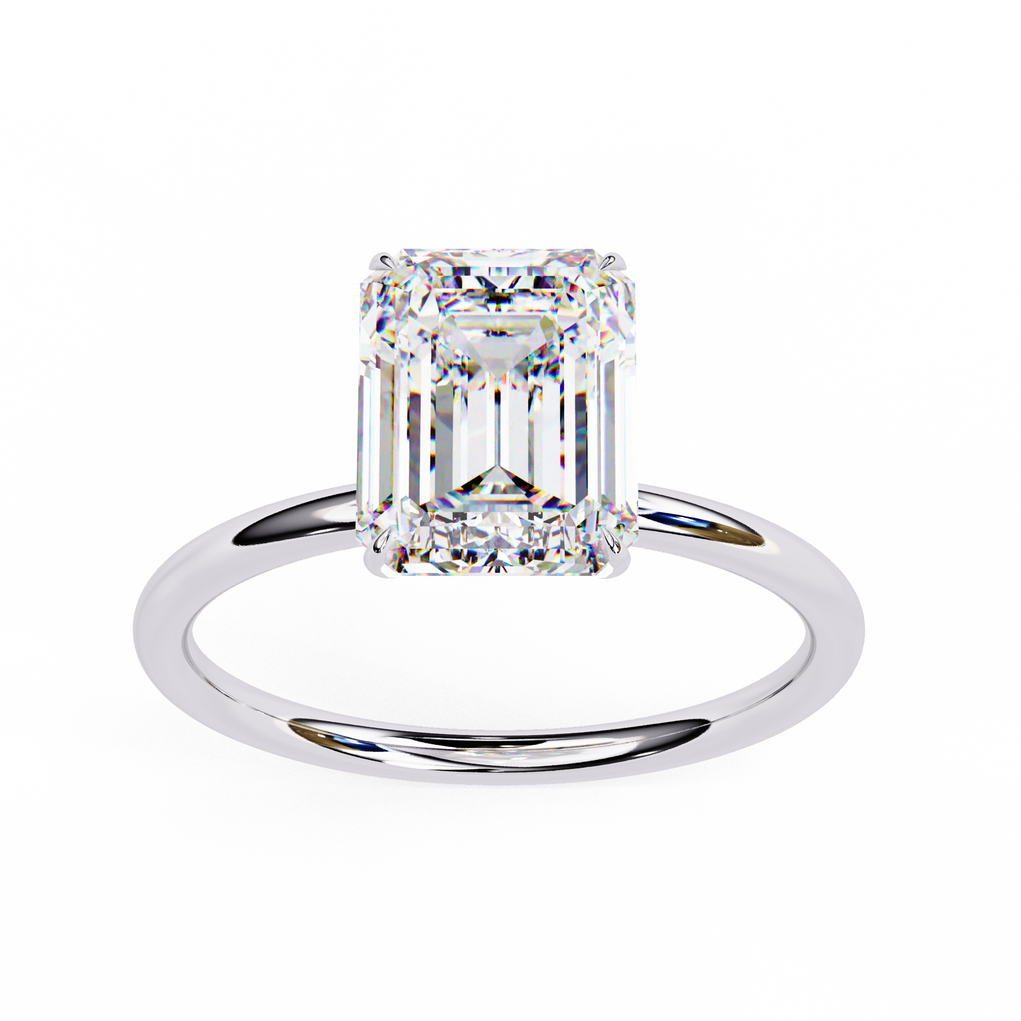 Radiant Emerald: A classic emerald-cut diamond takes center stage, exuding timeless elegance and sophistication.