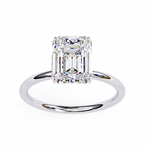 Elegant Emerald Cut Solitaire Diamond Ring