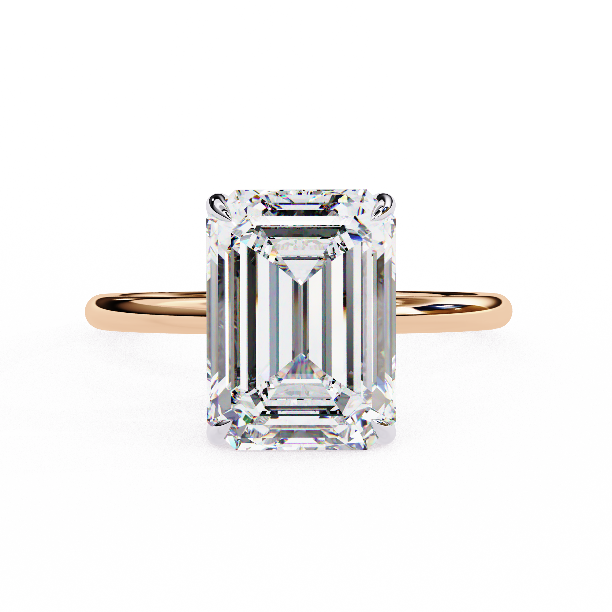 Radiant Emerald: A classic emerald-cut diamond takes center stage, exuding timeless elegance and sophistication.