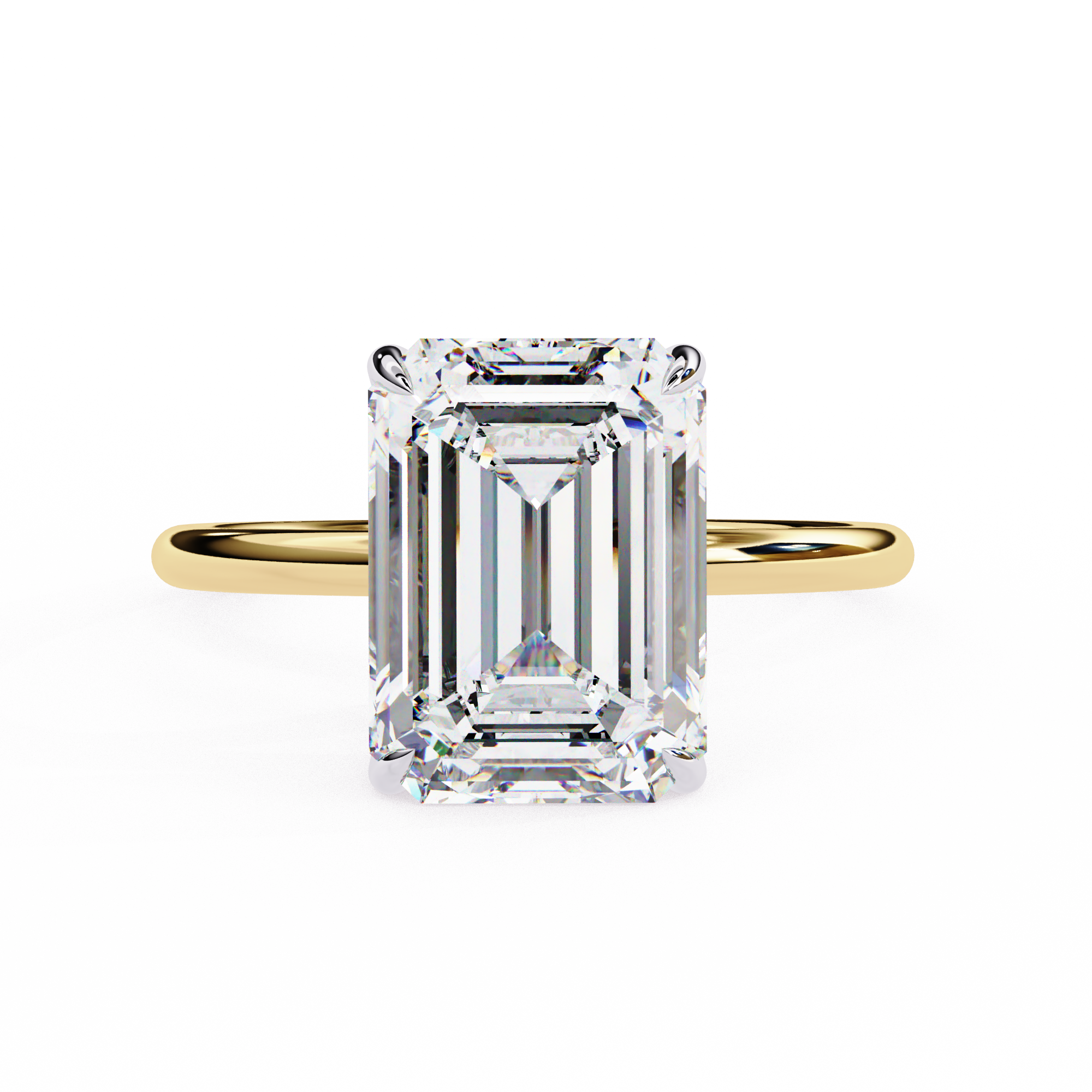 Radiant Emerald: A classic emerald-cut diamond takes center stage, exuding timeless elegance and sophistication.