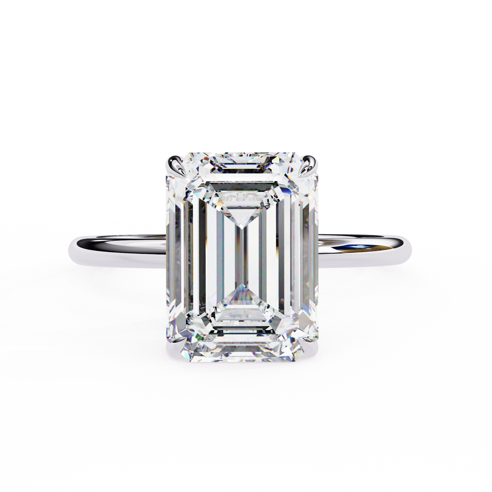 Radiant Emerald: A classic emerald-cut diamond takes center stage, exuding timeless elegance and sophistication.