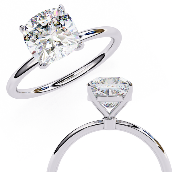 Elegant Cushion Cut Solitaire Diamond Ring