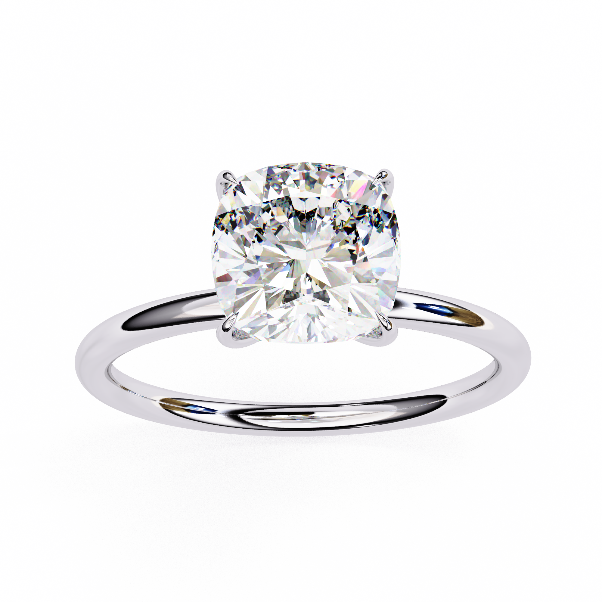 Elegant Cushion Cut Solitaire Diamond Ring