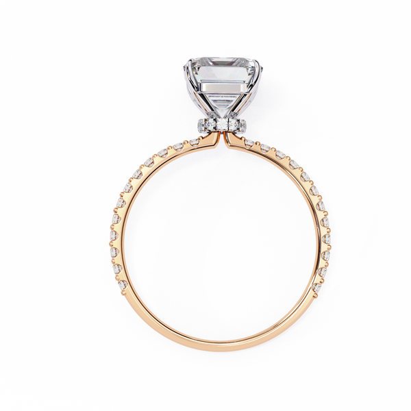 Elegant Emerald Solitaire Diamond Ring with Pave Band