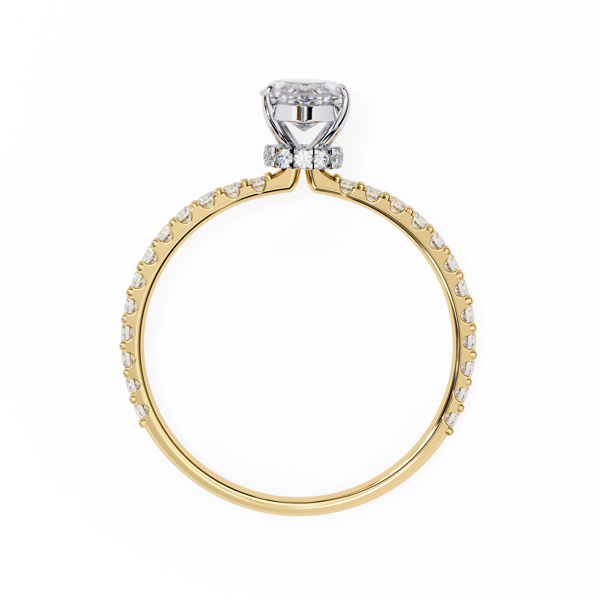 Elegant Marquise Solitaire Diamond Ring with Pave Band
