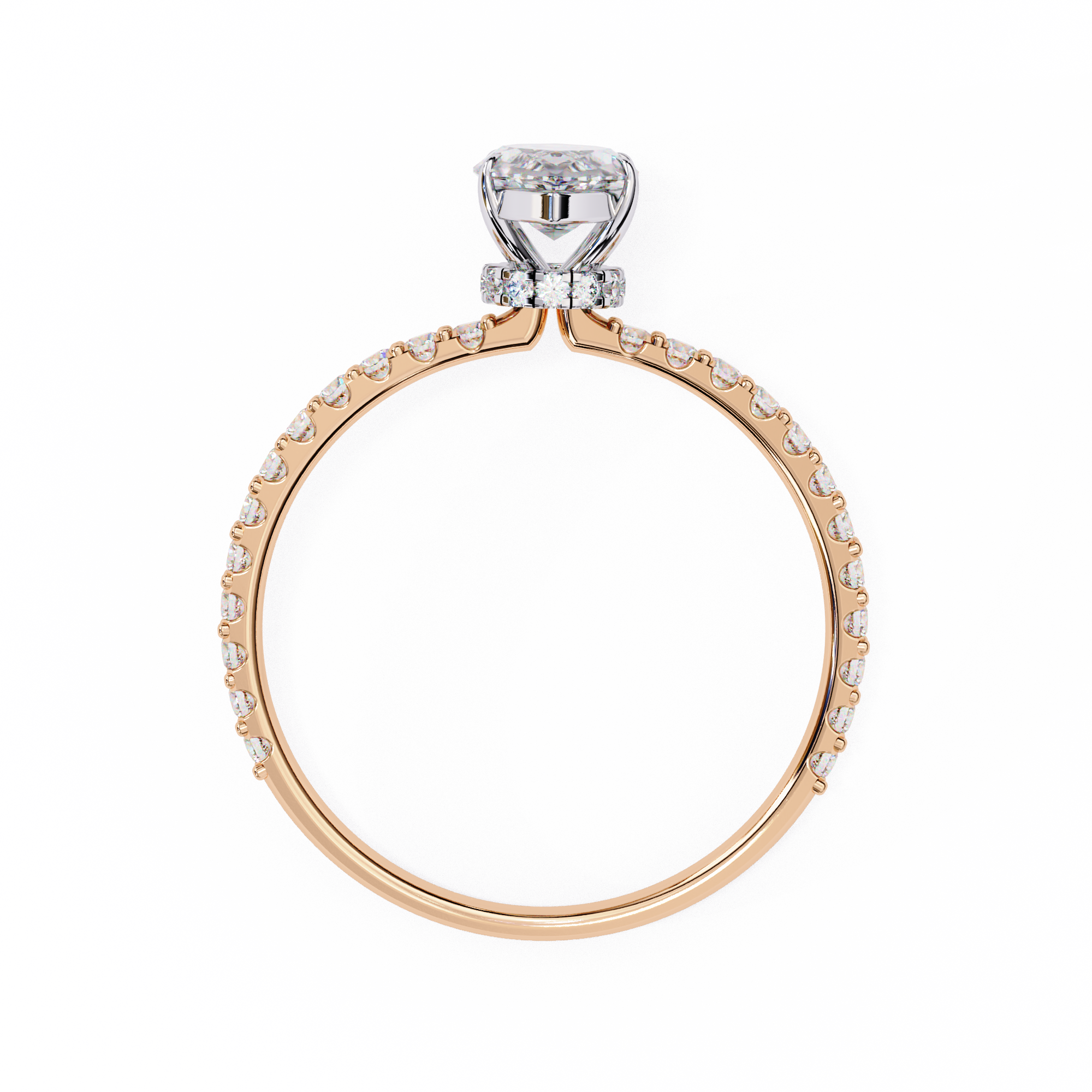 Elegant Marquise Solitaire Diamond Ring with Pave Band