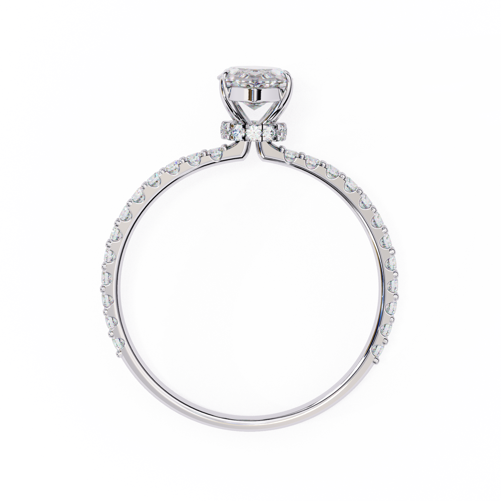 Elegant Marquise Solitaire Diamond Ring with Pave Band