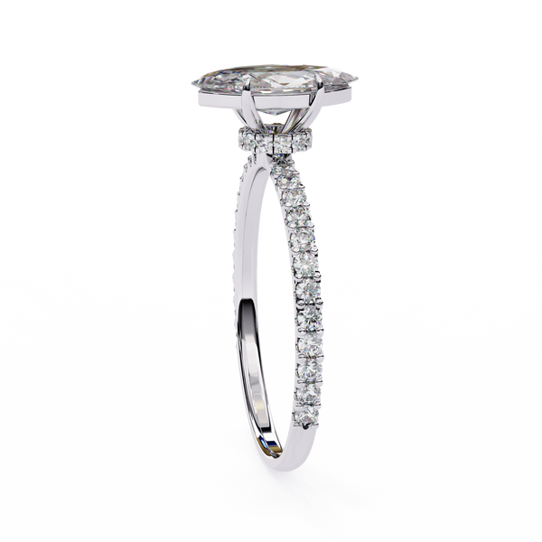 Elegant Marquise Solitaire Diamond Ring with Pave Band
