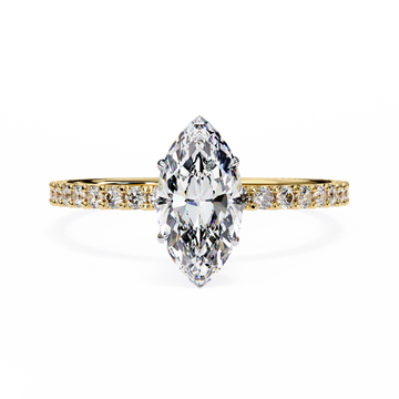 Elegant Marquise Solitaire Lab Grown Diamond Ring with Pave Band