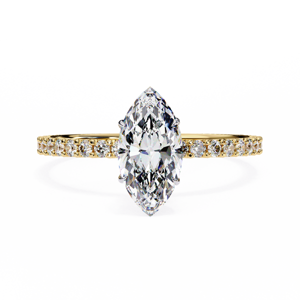 Elegant Marquise Solitaire Diamond Ring with Pave Band