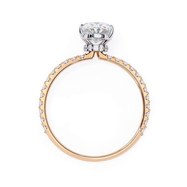 Elegant Oval Solitaire Diamond Ring with Pave Band