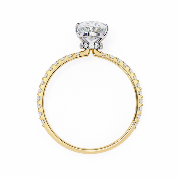 Elegant Oval Solitaire Diamond Ring with Pave Band