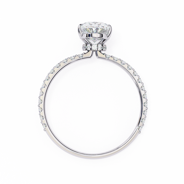 Elegant Oval Solitaire Diamond Ring with Pave Band