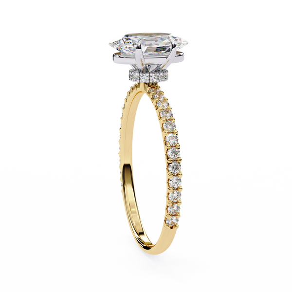 Elegant Oval Solitaire Diamond Ring with Pave Band