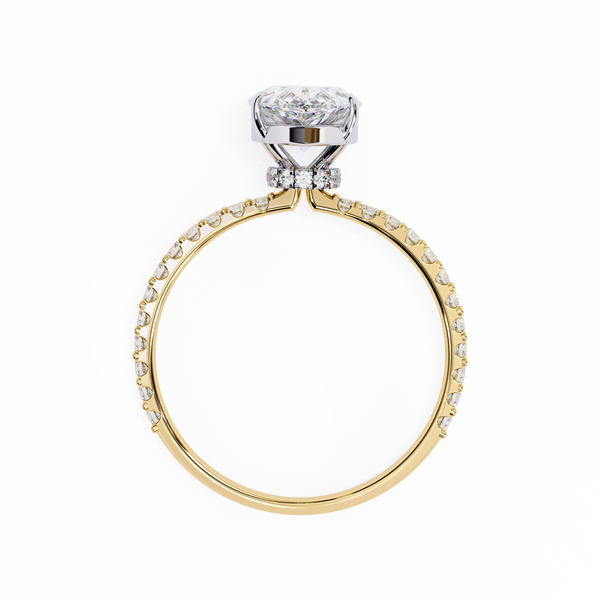 Elegant Pear Solitaire Diamond Ring with Pave Band