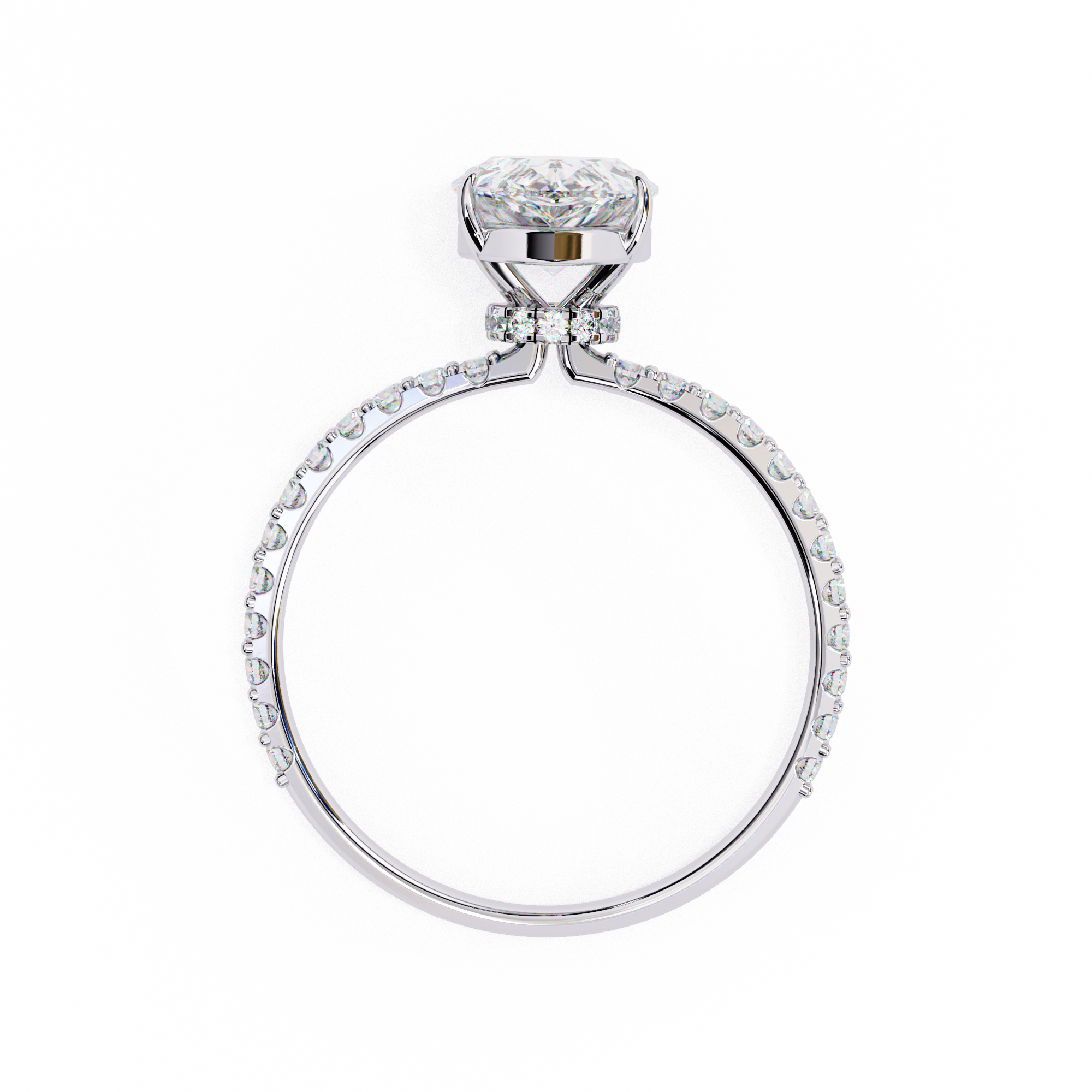 Elegant Pear Solitaire Diamond Ring with Pave Band