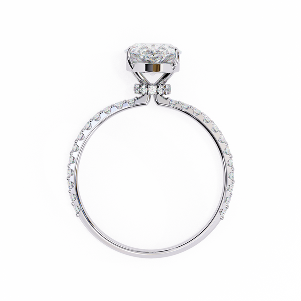 Elegant Pear Solitaire Diamond Ring with Pave Band