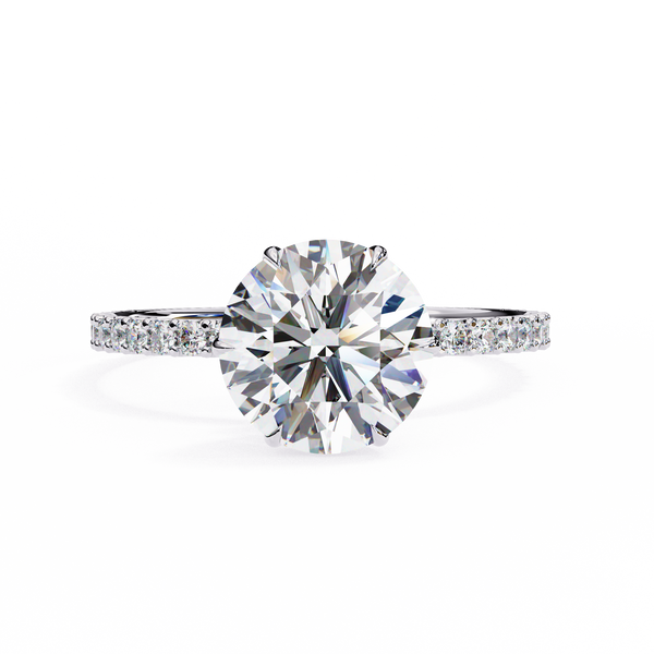 Elegant Round Solitaire Diamond Ring with Pave Band