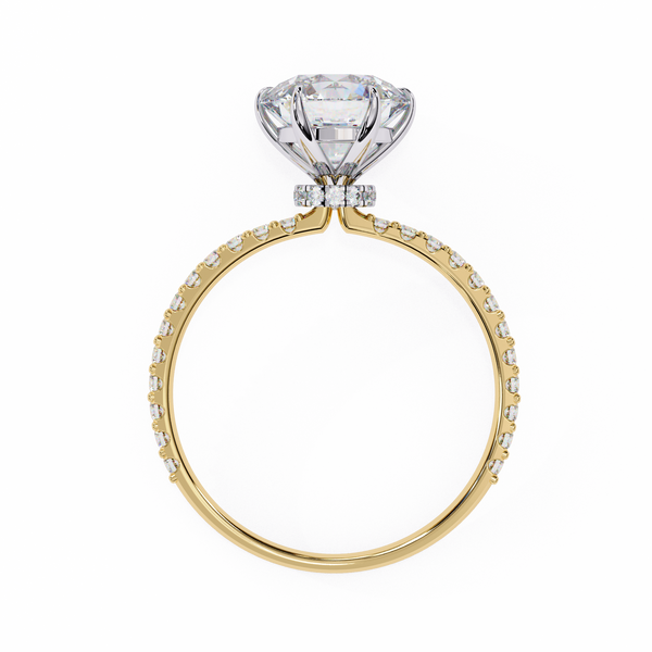 Elegant Round Solitaire Diamond Ring with Pave Band
