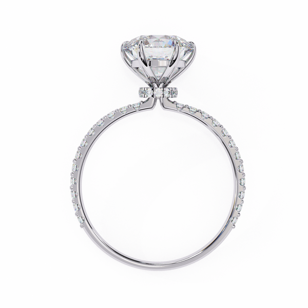 Elegant Round Solitaire Diamond Ring with Pave Band