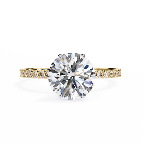 Elegant Round Solitaire Diamond Ring with Pave Band