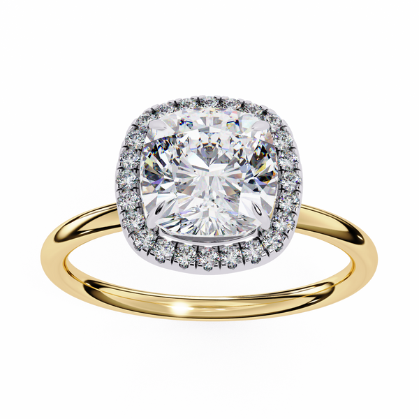 Classic Square Cushion Cut Diamond Halo Engagement Ring