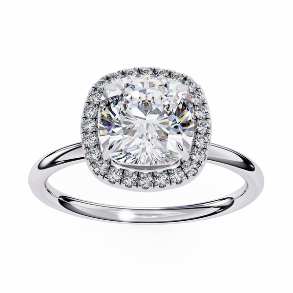 Classic Square Cushion Cut Diamond Halo Engagement Ring